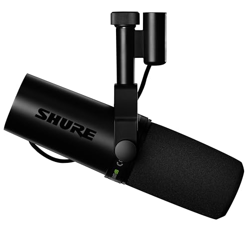 Shure SM7dB Dynamic Vocal Microphone w/Built-in Preamp for Streaming, Podcast, & Recording, Wide-Range Frequency, Warm & Smooth Sound, Rugged Construction, Detachable Windscreen - Black