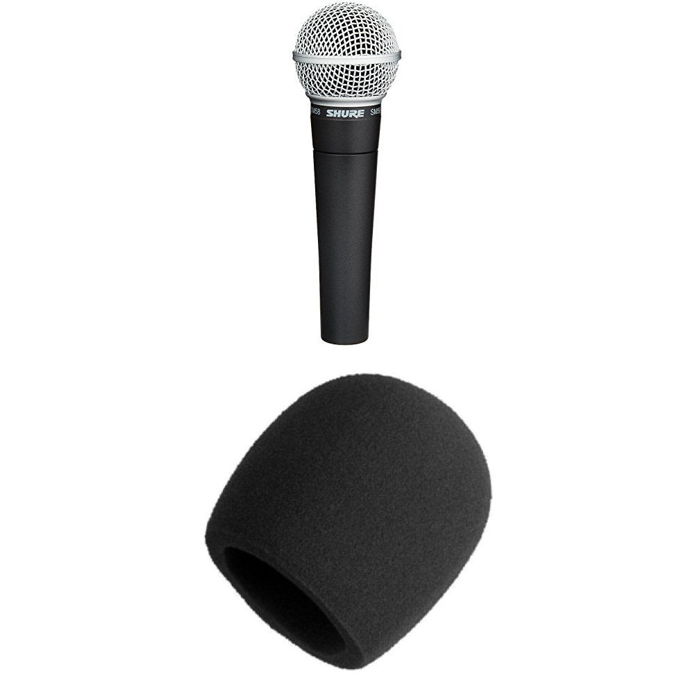 Shure SM58-LC Cardioid Vocal Microphone without Cable & Shure A58WS-BLK Foam Windscreen for All Shure Ball Type Microphones, Black
