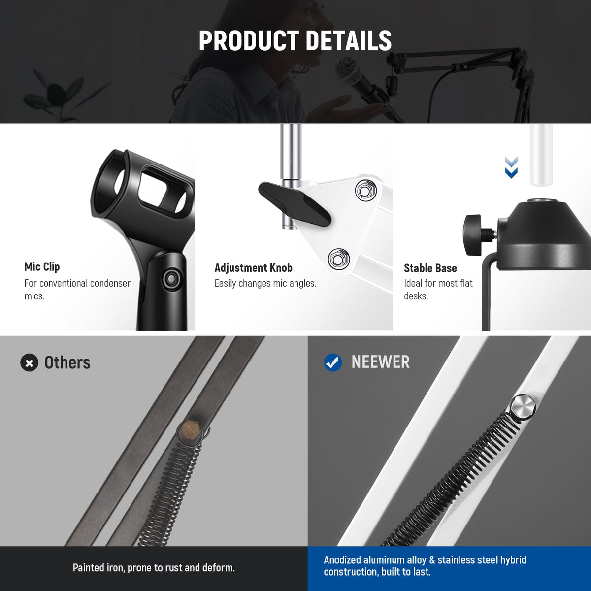 NEEWER Low Profile Mic Arm Desk Mount