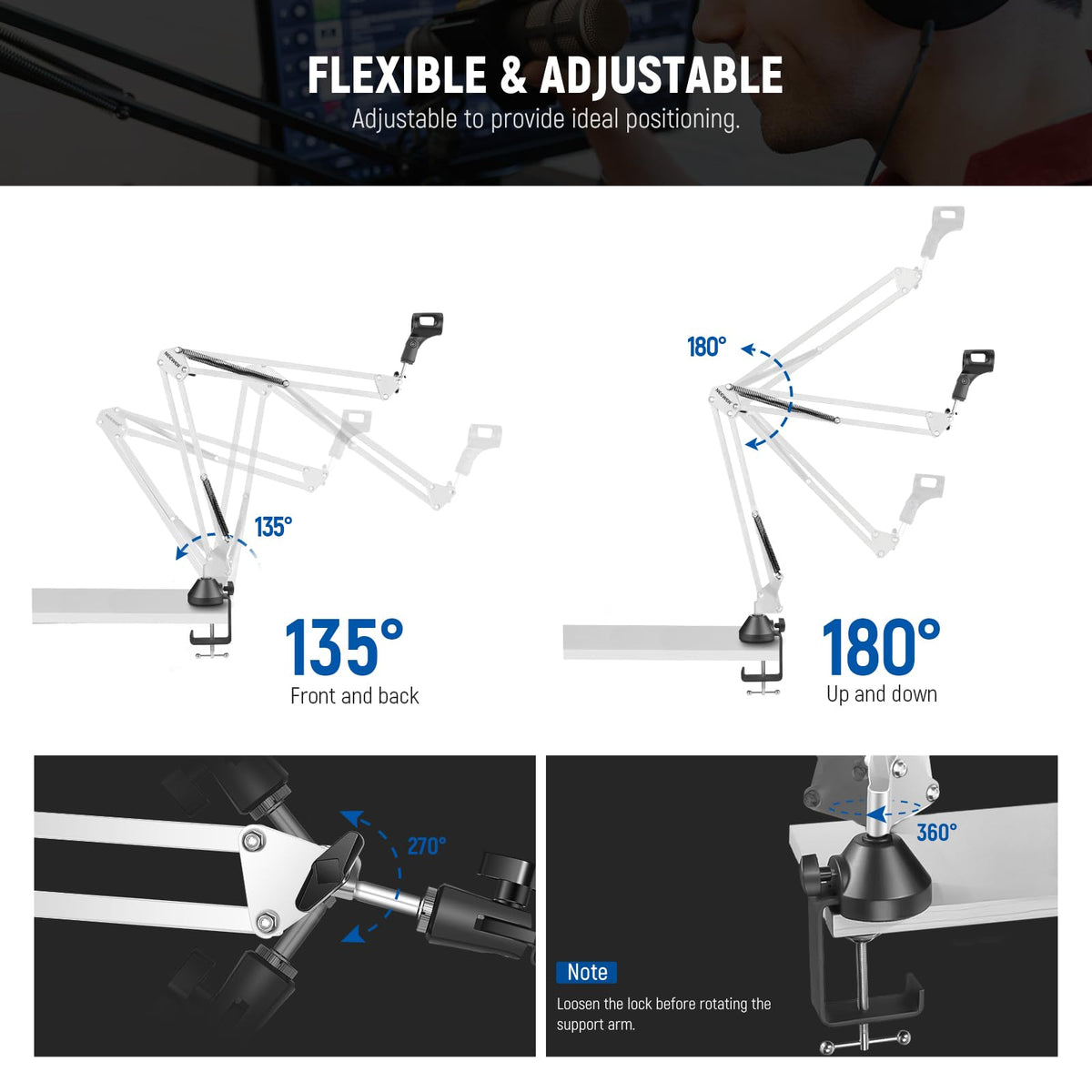 NEEWER Low Profile Mic Arm Desk Mount