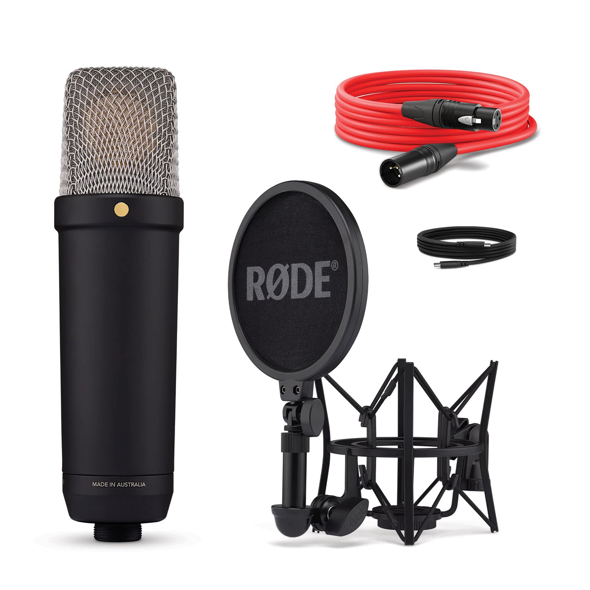 Rode NT1 5th Generation Condenser Microphone with SM6 Shockmount and Pop Filter - Black