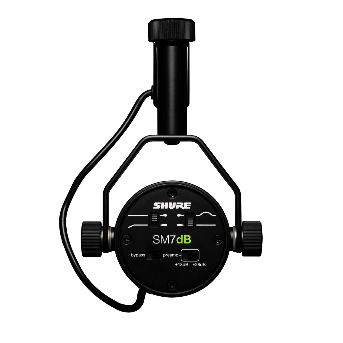 Shure SM7dB Dynamic Vocal Microphone w/Built-in Preamp for Streaming, Podcast, & Recording, Wide-Range Frequency, Warm & Smooth Sound, Rugged Construction, Detachable Windscreen - Black