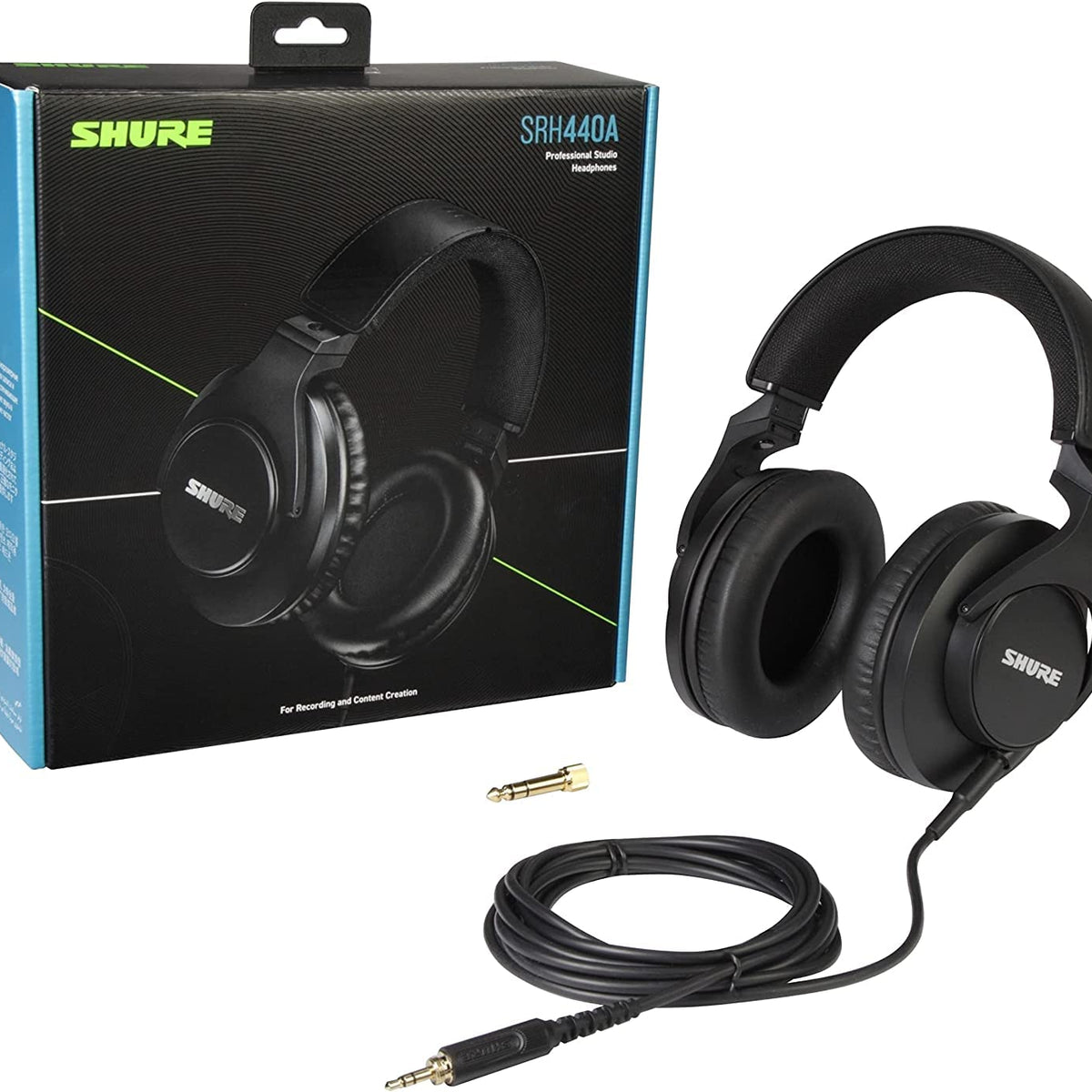 Shure MV7X XLR Podcast Microphone with SRH440A Over Ear Wired Headphones for Monitoring & Recording