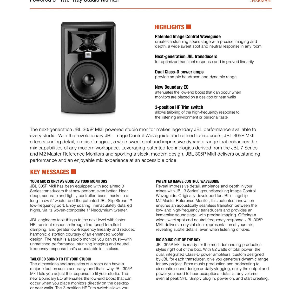 JBL 305P MkII Studio Monitors